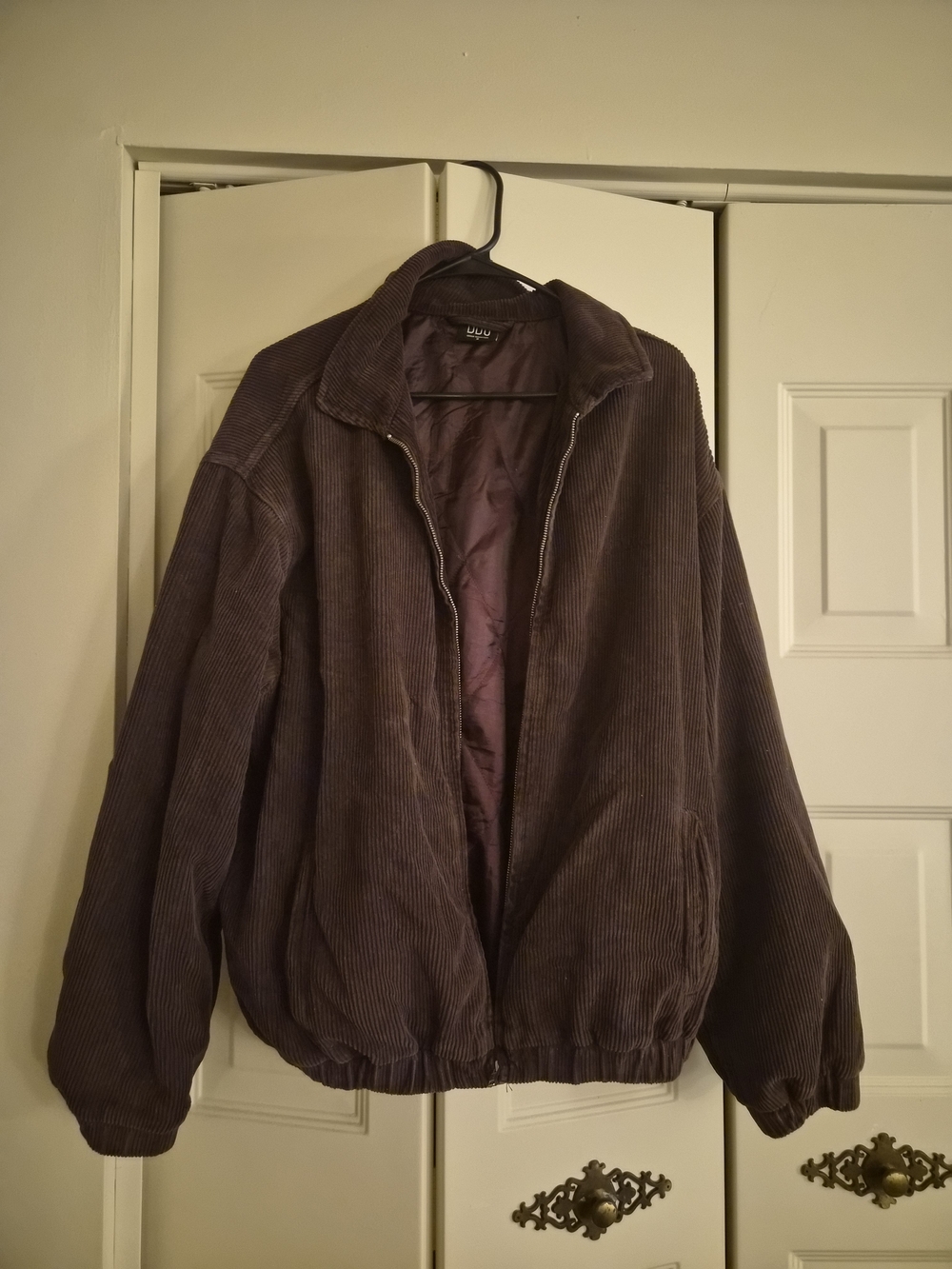 Dark Purple Corduroy Bomber Jacket